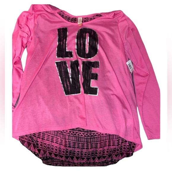 Juniors “Bo Boundaries” Long Sleeve Multi Color Shirt “Love” Black & Pink - Picture 3 of 6